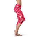 Love Hearts Red Capri Leggings-Everyone's Marketplace