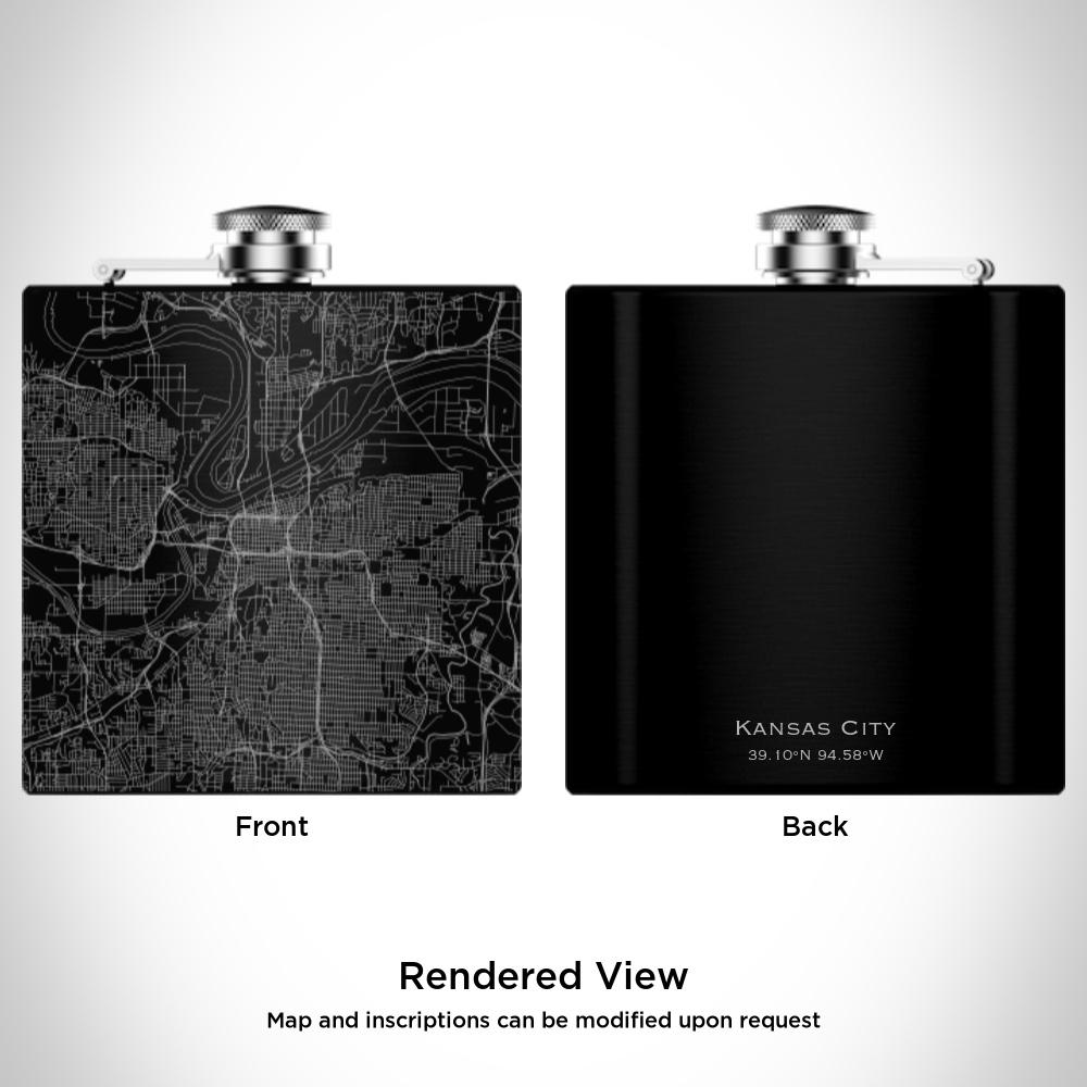 Kansas City - Missouri Map Hip Flask in Matte Black-Everyone's Marketplace