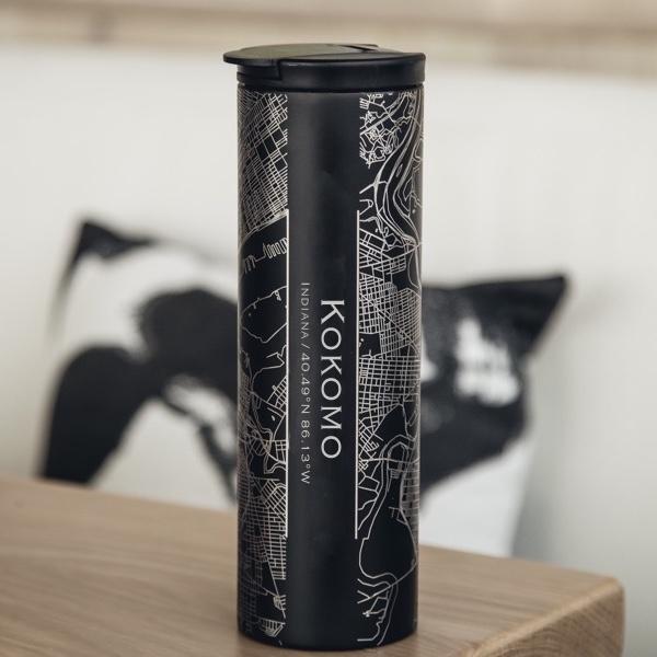Kokomo - Indiana Map Tumbler in Matte Black-Everyone's Marketplace