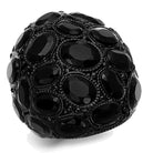 LO3000 - Ruthenium Brass Ring with Synthetic Synthetic Glass in Jet-Everyone's Marketplace