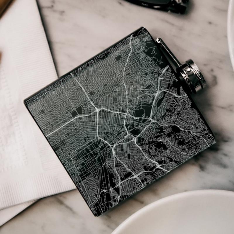 Los Angeles - California Map Hip Flask in Matte Black-Everyone's Marketplace
