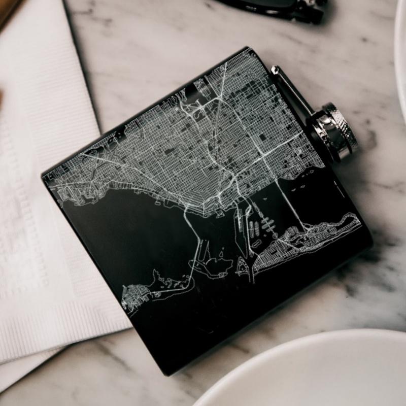 Miami - Florida Map Hip Flask in Matte Black-Everyone's Marketplace