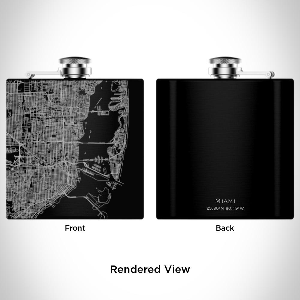 Miami - Florida Map Hip Flask in Matte Black-Everyone's Marketplace