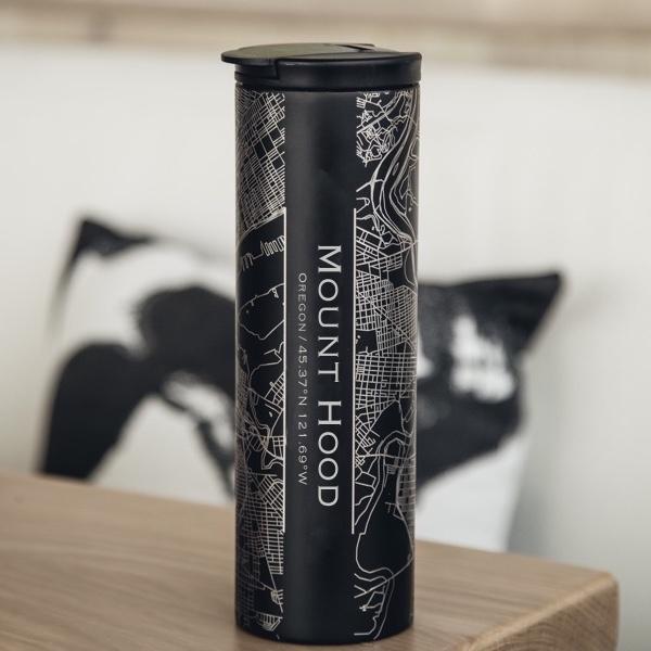 Mount Hood - Oregon Map Tumbler in Matte Black-Everyone's Marketplace