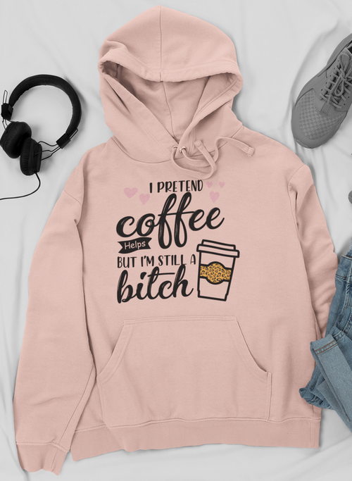 I Pretend Coffee Helps Hoodie-Everyone's Marketplace