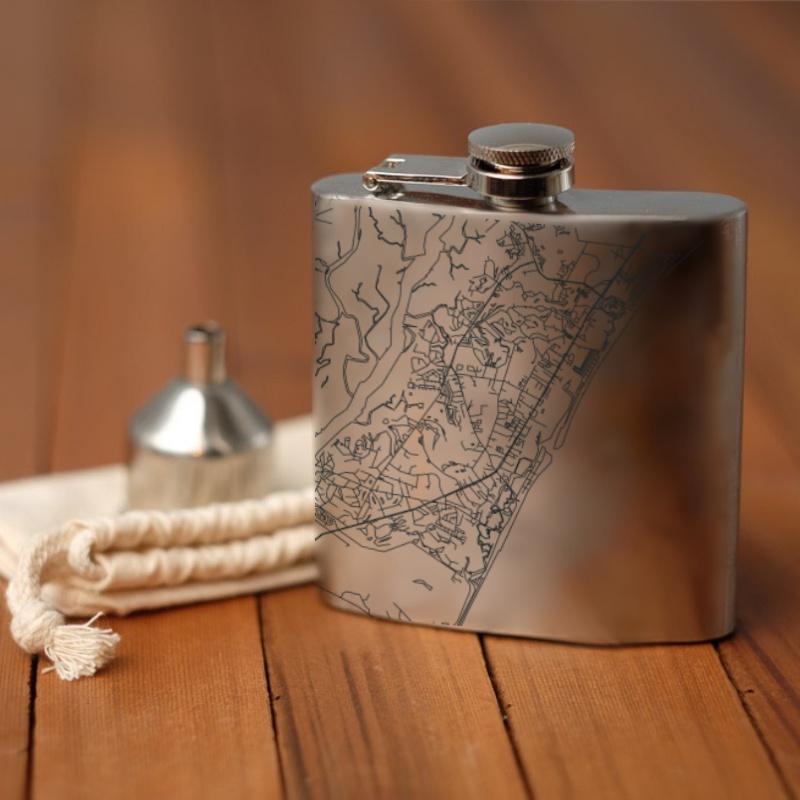 Pawleys Island - South Carolina Map Hip Flask-Everyone's Marketplace