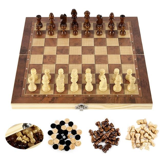 Foldable Wooden Chess Set Board Game-Everyone's Marketplace