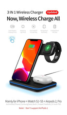 Ninja 15W 3 in 1 Fast Wireless Charging Station for Mobile Phones-Everyone's Marketplace