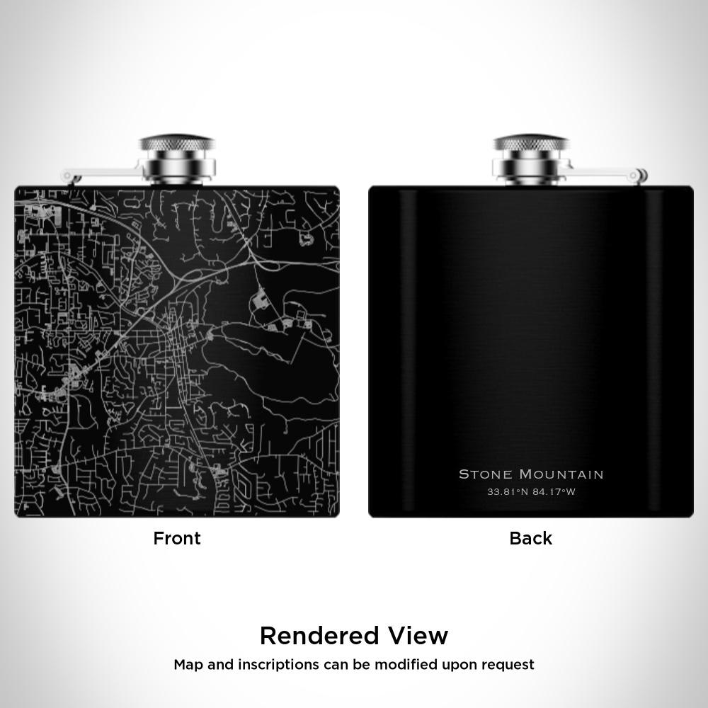 Stone Mountain - Georgia Map Hip Flask in Matte Black-Everyone's Marketplace