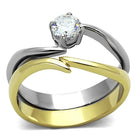 TK1092 - Two-Tone IP Gold (Ion Plating) Stainless Steel Ring with AAA-Everyone's Marketplace
