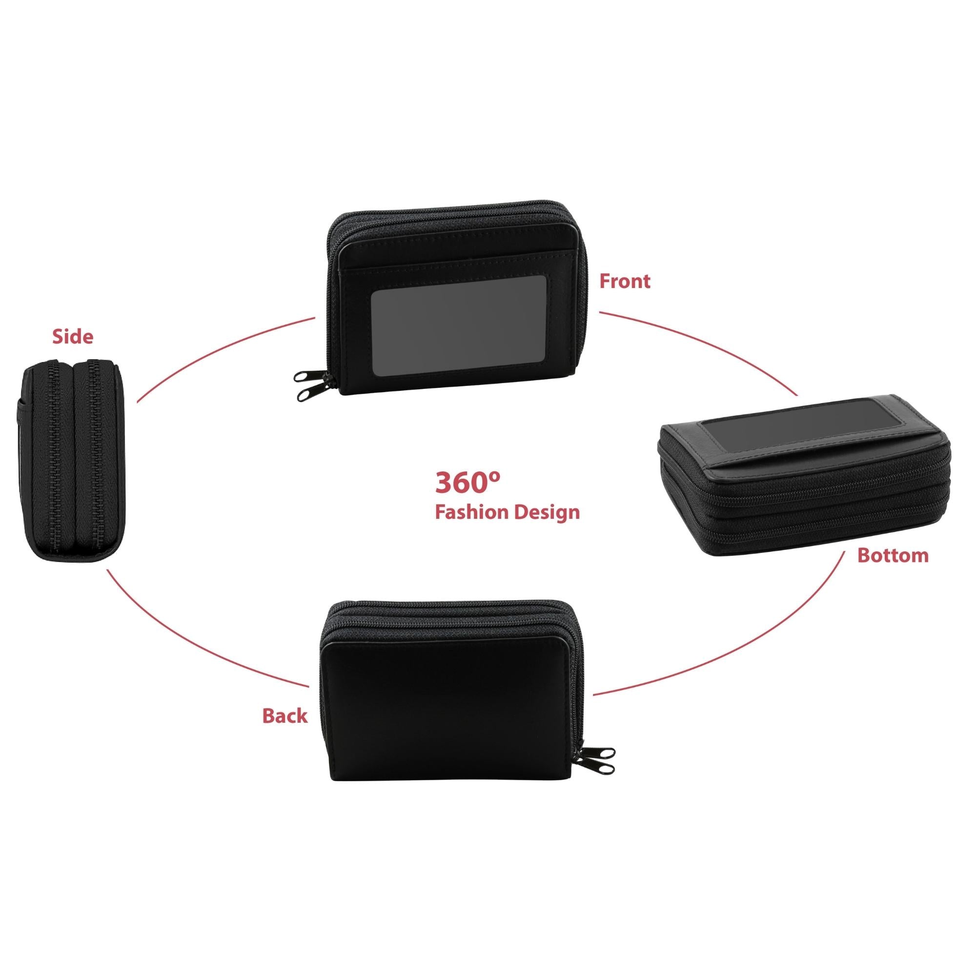 RFID Genuine Leather Credit Card Wallet for Women w/ ID Display Window-Everyone's Marketplace